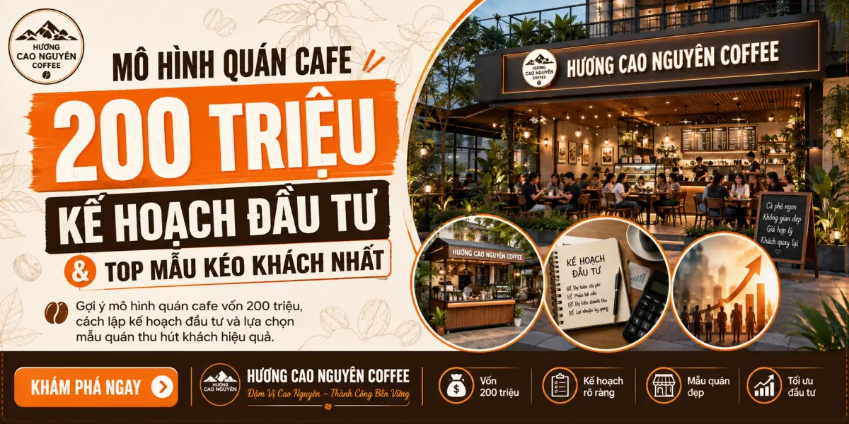 Mô Hình Quán Cafe 200 Triệu: Kế Hoạch Đầu Tư & Top Mẫu Kéo Khách Nhất