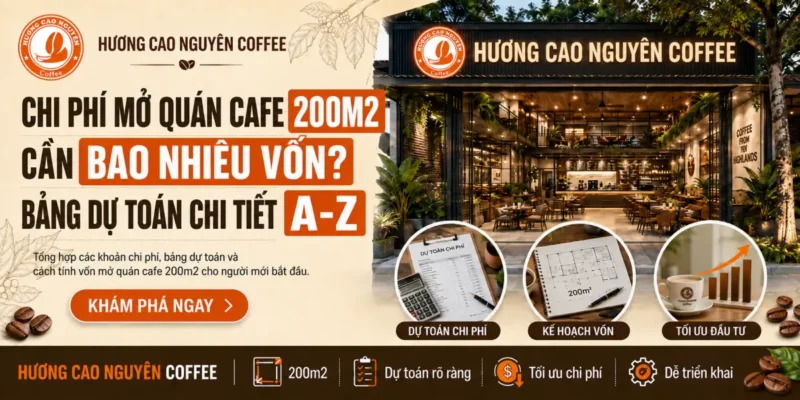 Chi Phí Mở Quán Cafe 200m2 Cần Bao Nhiêu Vốn? Bảng Dự Toán Chi Tiết A-Z