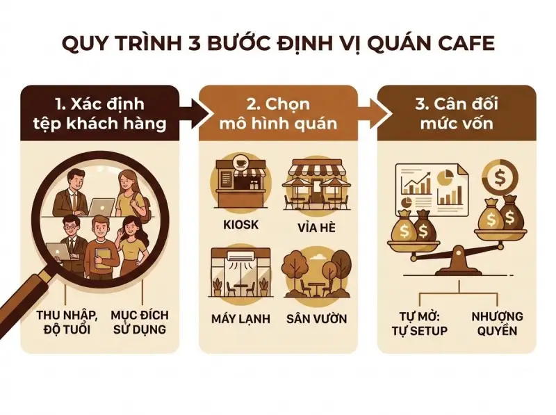 Quy trình 3 bước để xác định và định vị mở quán cafe Quy trình 3 bước để xác định và định vị mở quán cafe
