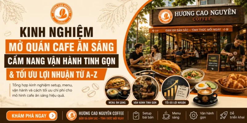 Kinh Nghiệm Mở Quán Cafe Ăn Sáng: Cẩm Nang Vận Hành Tinh Gọn & Tối Ưu Lợi Nhuận Từ A-Z