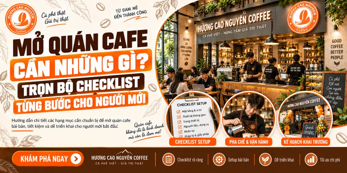 Mở Quán Cafe Cần Những Gì? Trọn Bộ Checklist Từng Bước Cho Người Mới