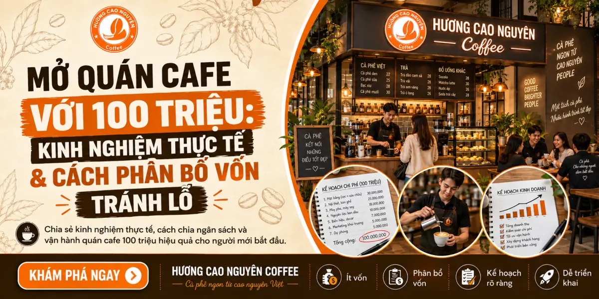 Mở Quán Cafe Với 100 Triệu: Kinh Nghiệm Thực Tế & Cách Phân Bổ Vốn Tránh Lỗ
