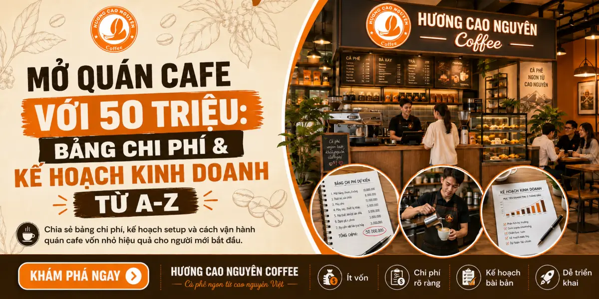Mở Quán Cafe Với 50 Triệu: Bảng Chi Phí & Kế Hoạch Kinh Doanh Từ A-Z