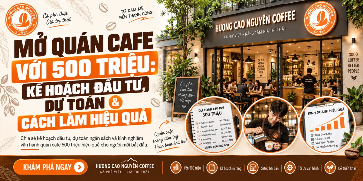 Mở Quán Cafe Với 500 Triệu: Kế Hoạch Đầu Tư, Dự Toán & Cách Làm Hiệu Quả